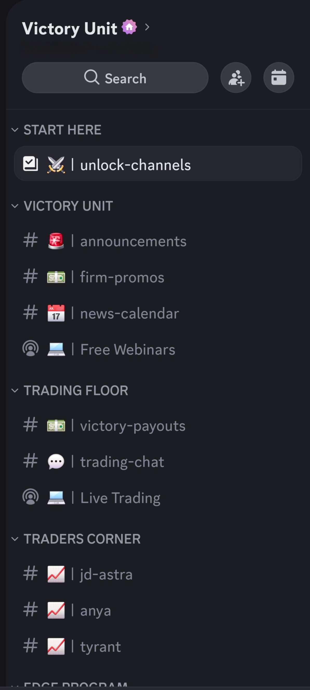 Victory Unit Discord channels preview