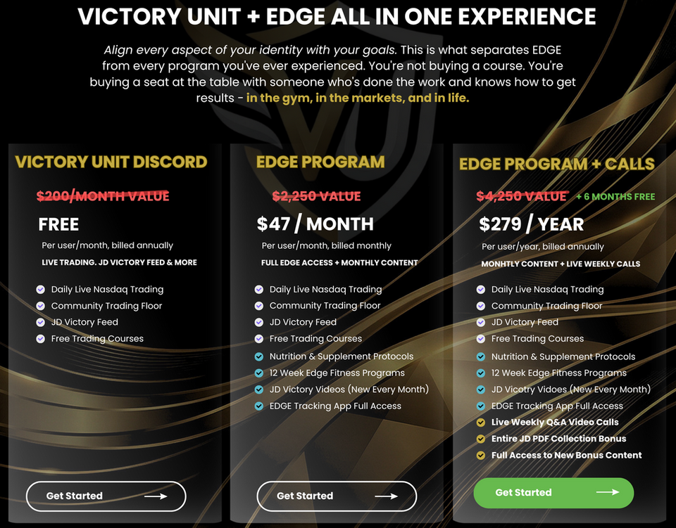Victory Unit and EDGE all in one experience pricing comparison